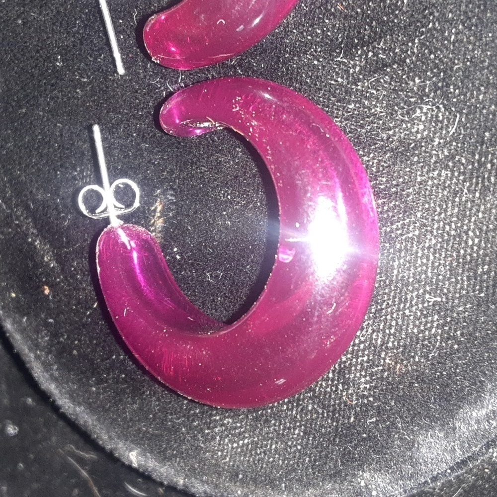 Chic Pink Hoop Earrings - image 2